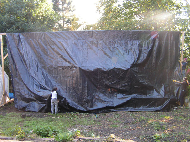 Tarp going up
