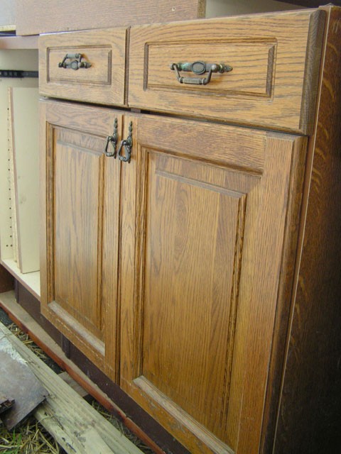 the oak cupboards