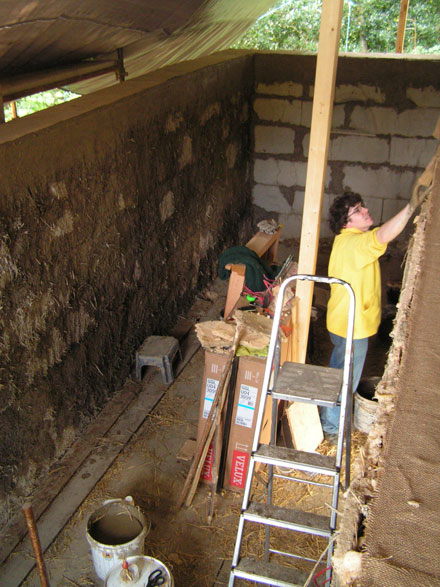 Bob spreading clay