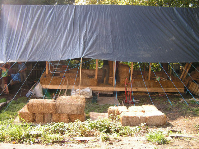 the building with not many bales in place