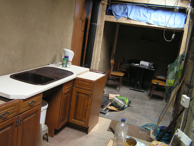 the kitchen and living space