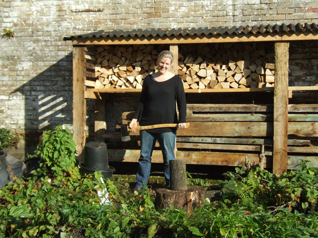 Grace chopping wood