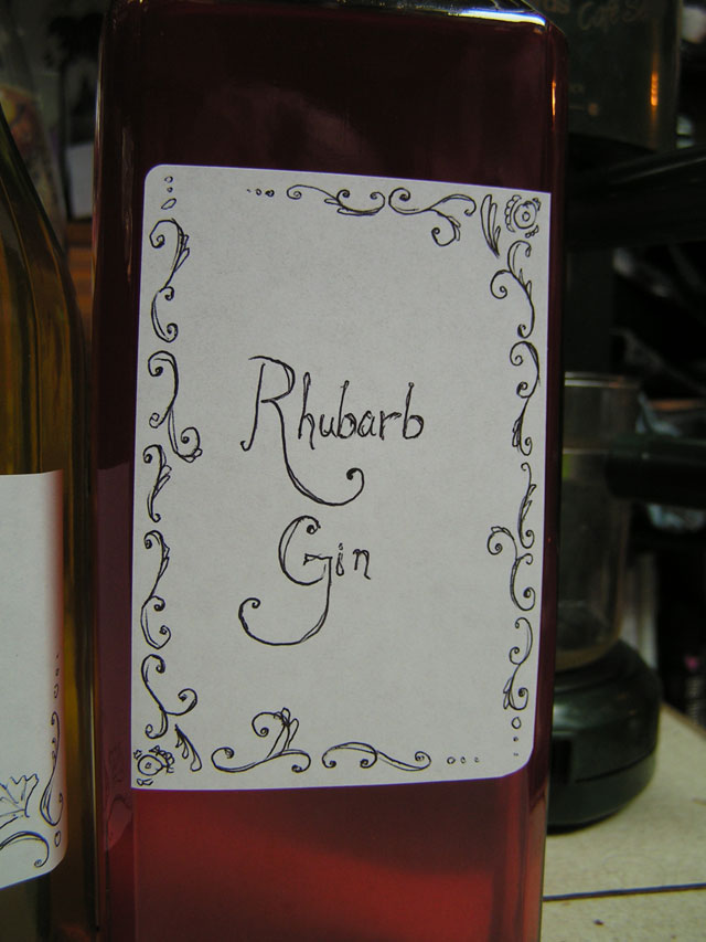 Rhubarb Gin label