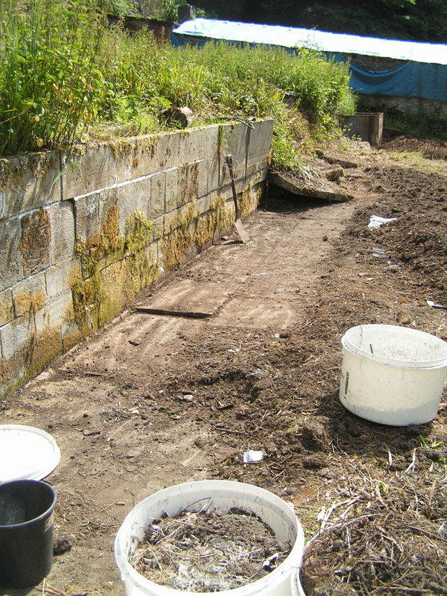 the cleared flagstones