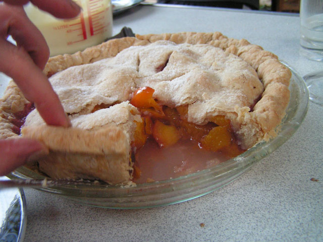 the pie, cut