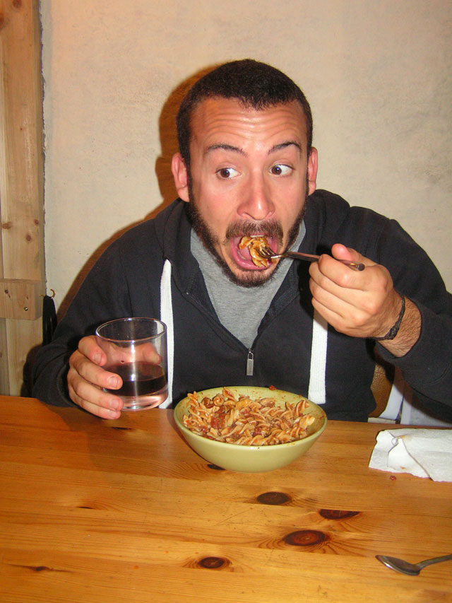 Francesco enjoying said pasta