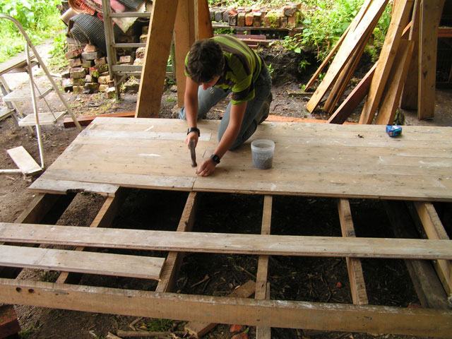 Anna working on the floor