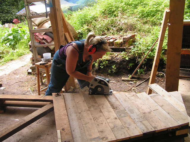 Sawing the siding