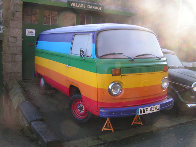 rainbow bus